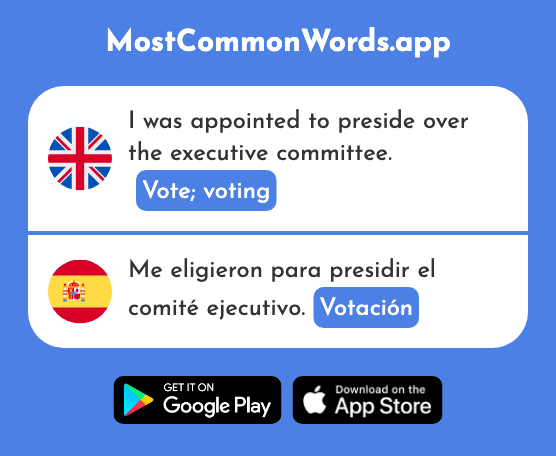 Vote, voting - Votación (The 2985th Most Common Spanish Word)