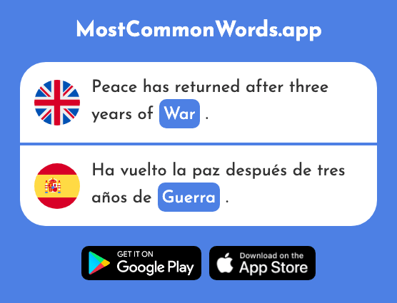 War, warfare - Guerra (The 282nd Most Common Spanish Word)