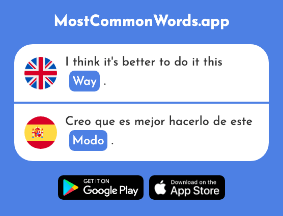 Way, manner, de m. que: so that - Modo (The 397th Most Common Spanish Word)
