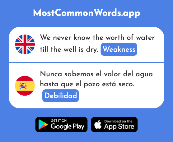 Weakness - Debilidad (The 2926th Most Common Spanish Word)