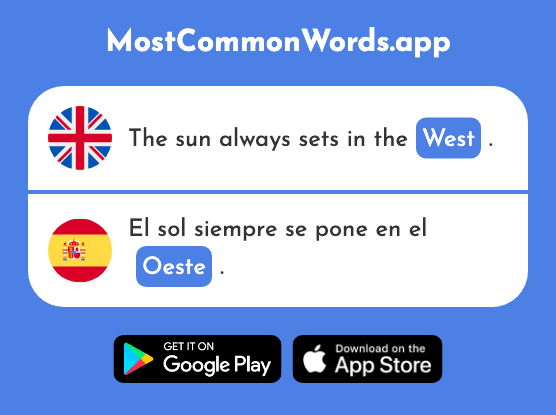 West - Oeste (The 2416th Most Common Spanish Word)