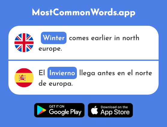 Winter - Invierno (The 1813th Most Common Spanish Word)