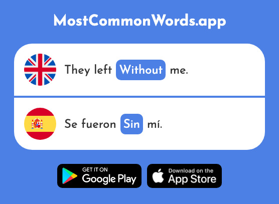Without - Sin (The 54th Most Common Spanish Word)