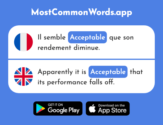 Acceptable - Acceptable, satisfactory (Le 2608 Mot Le Plus Commun En English)