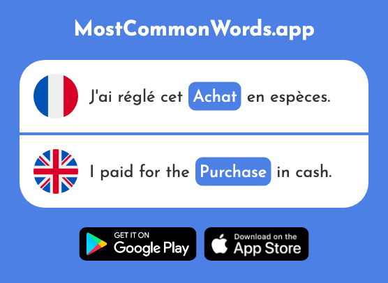 Achat - Purchase (Le 1804 Mot Le Plus Commun En English)