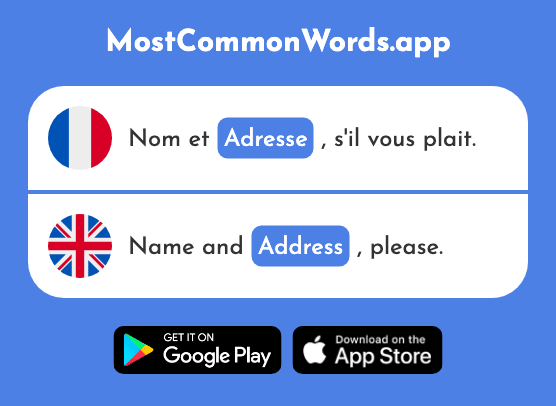 Adresse - Address (Le 1925 Mot Le Plus Commun En English)