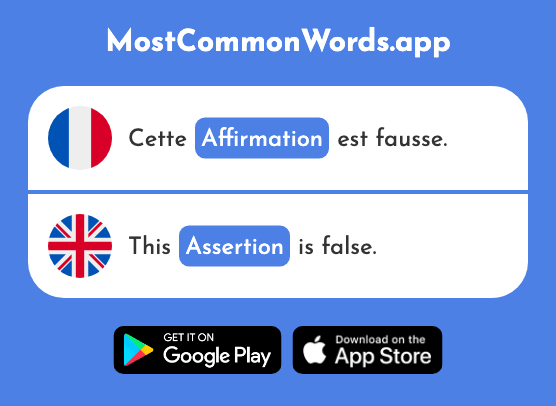 Affirmation - Assertion, affirmation (Le 2299 Mot Le Plus Commun En English)