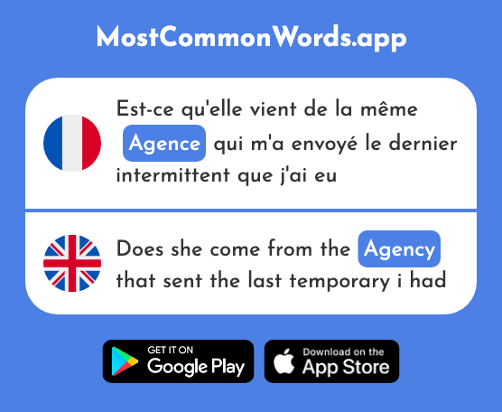 Agence - Agency (Le 1481 Mot Le Plus Commun En English)