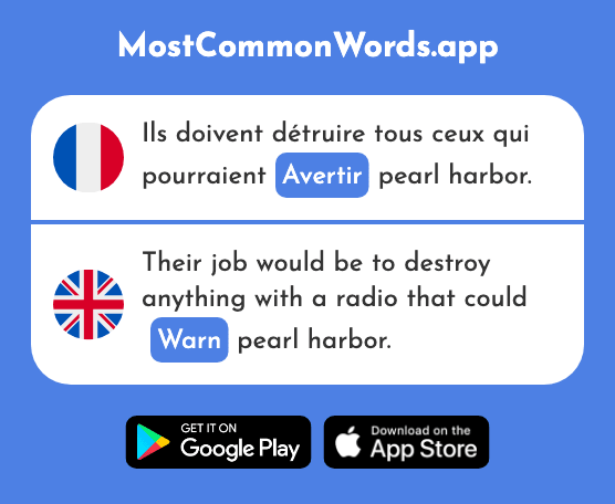 Avertir - Warn (Le 2224 Mot Le Plus Commun En English)