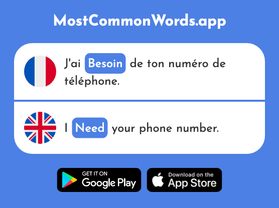 Besoin - Need (Le 183 Mot Le Plus Commun En English)