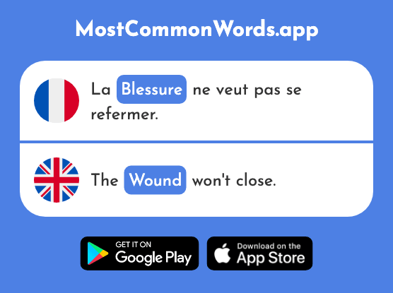Blessure - Injury, wound (Le 2481 Mot Le Plus Commun En English)