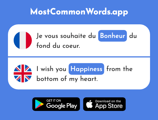 Bonheur - Happiness (Le 1948 Mot Le Plus Commun En English)