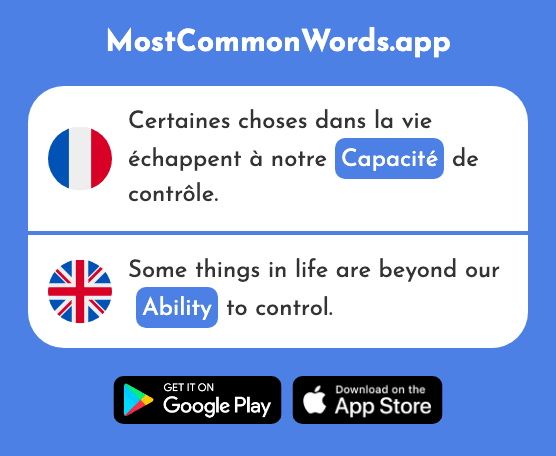 Capacité - Capacity, ability (Le 789 Mot Le Plus Commun En English)