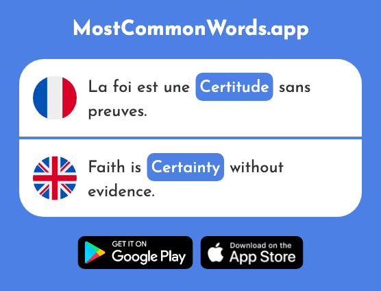 Certitude - Certainty (Le 2339 Mot Le Plus Commun En English)