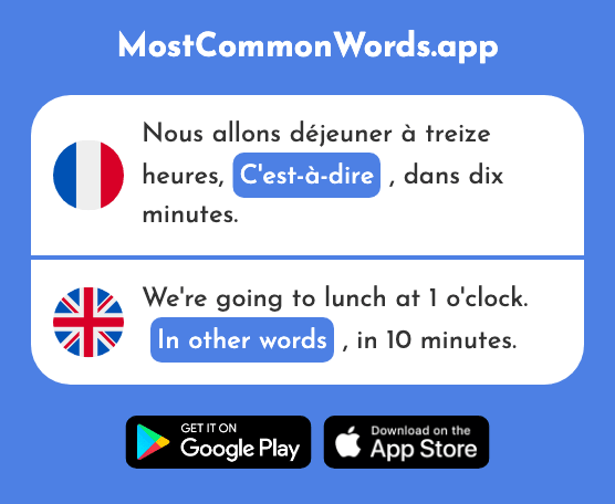 C'est-à-dire - In other words (Le 560 Mot Le Plus Commun En English)