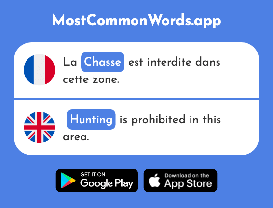 Chasse - Chase, hunt, hunting (Le 2115 Mot Le Plus Commun En English)