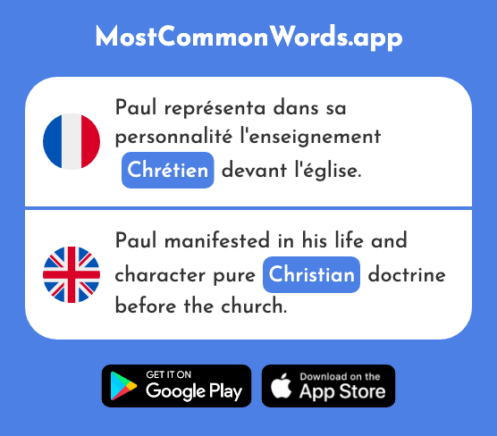 Chrétien - Christian (Le 1895 Mot Le Plus Commun En English)