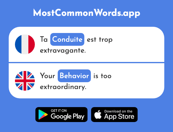 Conduite - Behavior, driving (Le 1512 Mot Le Plus Commun En English)