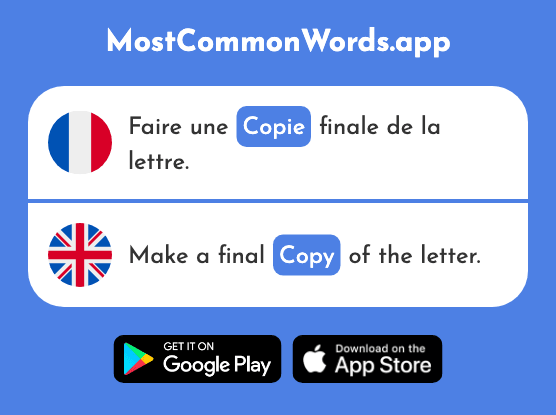 Copie - Copy, replica, paper (Le 2133 Mot Le Plus Commun En English)
