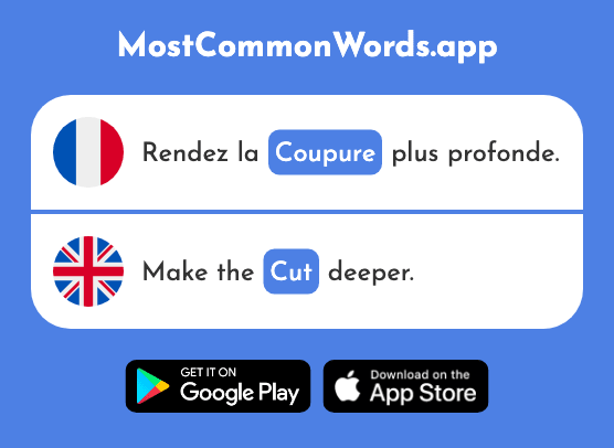 Coupure - Cut, cutting (Le 2579 Mot Le Plus Commun En English)