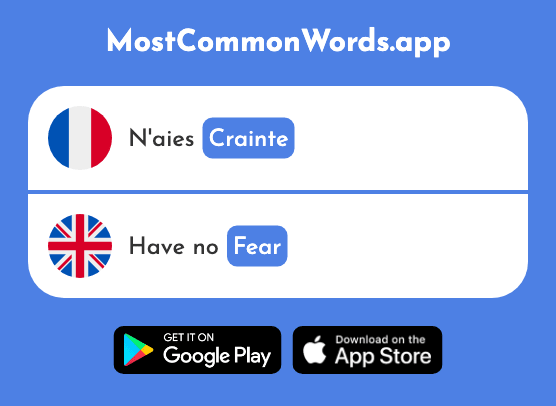 Crainte - Fear (Le 1195 Mot Le Plus Commun En English)
