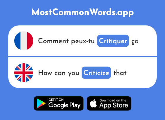 Critiquer - Criticize (Le 1654 Mot Le Plus Commun En English)