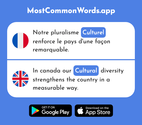 Culturel - Cultural (Le 1495 Mot Le Plus Commun En English)