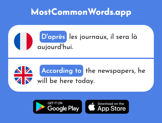 D'après - According to (Le 596 Mot Le Plus Commun En English)