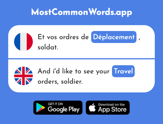Déplacement - Movement, displacement, trip, travel (Le 2246 Mot Le Plus Commun En English)