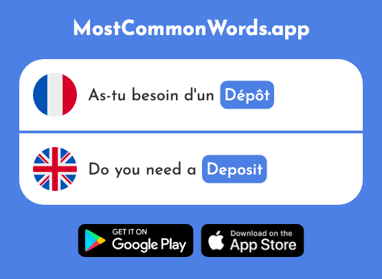 Dépôt - Deposit, depot (Le 1980 Mot Le Plus Commun En English)