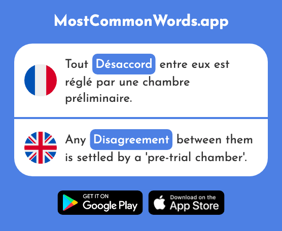 Désaccord - Disagreement, discord, conflict (Le 2843 Mot Le Plus Commun En English)