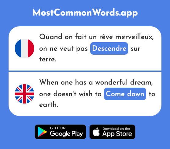 Descendre - Go down, come down (Le 1705 Mot Le Plus Commun En English)