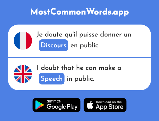 Discours - Speech, talk, discourse (Le 773 Mot Le Plus Commun En English)