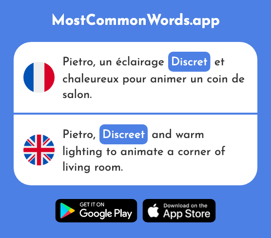 Discret - Discreet, tactful, quiet (Le 2635 Mot Le Plus Commun En English)