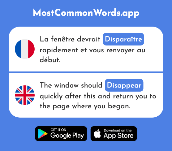 Disparaître - Disappear, vanish (Le 493 Mot Le Plus Commun En English)