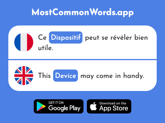 Dispositif - Device, apparatus (Le 2248 Mot Le Plus Commun En English)