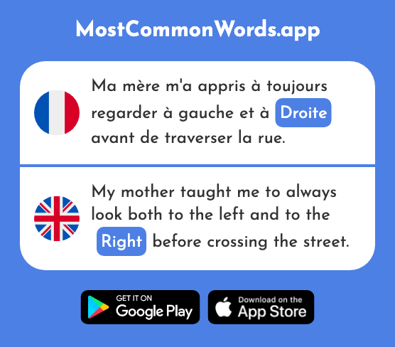 Droite - Right (Le 1293 Mot Le Plus Commun En English)