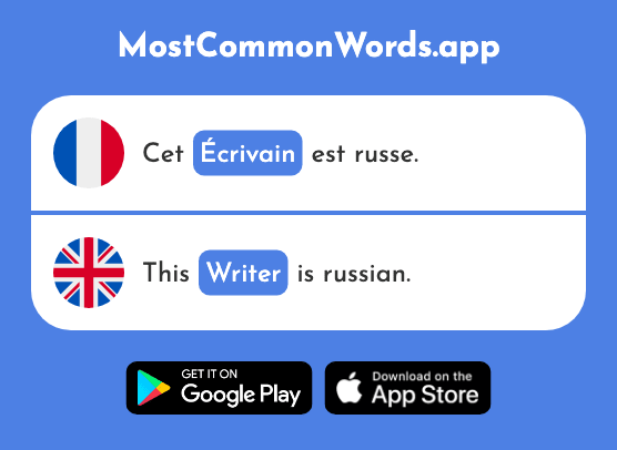 Écrivain - Writer (Le 1738 Mot Le Plus Commun En English)
