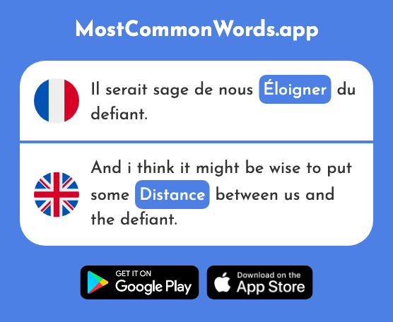 Éloigner - Move away, take away, distance (Le 1541 Mot Le Plus Commun En English)