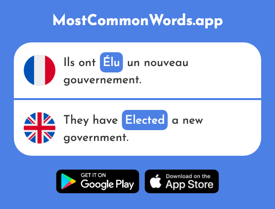 Élu - Elected, elected member (Le 2954 Mot Le Plus Commun En English)