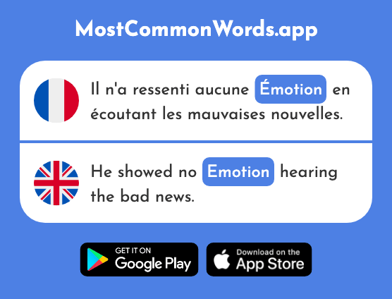 Émotion - Emotion, feeling (Le 1854 Mot Le Plus Commun En English)