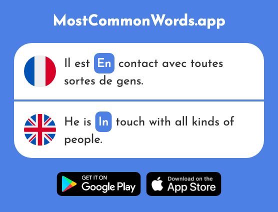 En - In, by (Le 7 Mot Le Plus Commun En English)