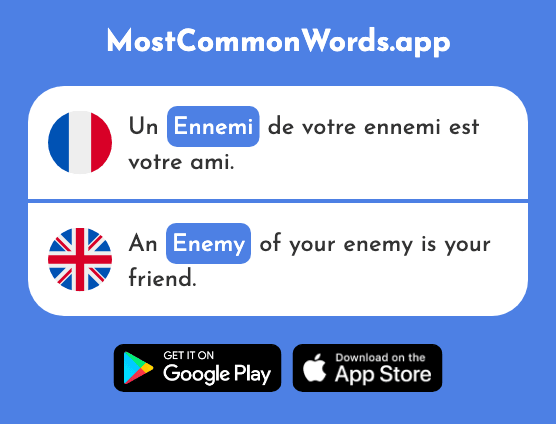 Ennemi - Enemy (Le 1715 Mot Le Plus Commun En English)