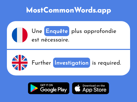 Enquête - Inquiry, enquiry, investigation (Le 866 Mot Le Plus Commun En English)