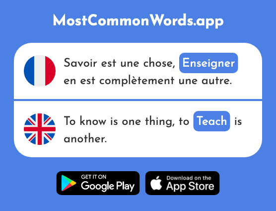 Enseigner - Teach (Le 2134 Mot Le Plus Commun En English)