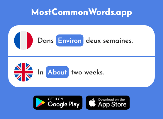Environ - About, thereabouts, or so (Le 678 Mot Le Plus Commun En English)