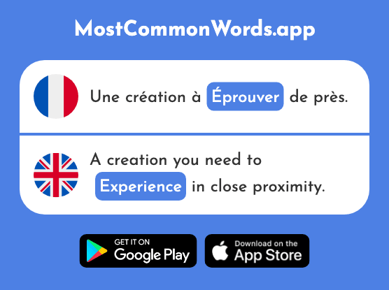 Éprouver - Feel, experience (Le 1872 Mot Le Plus Commun En English)