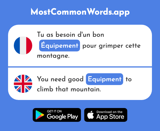 Équipement - Equipment (Le 1704 Mot Le Plus Commun En English)