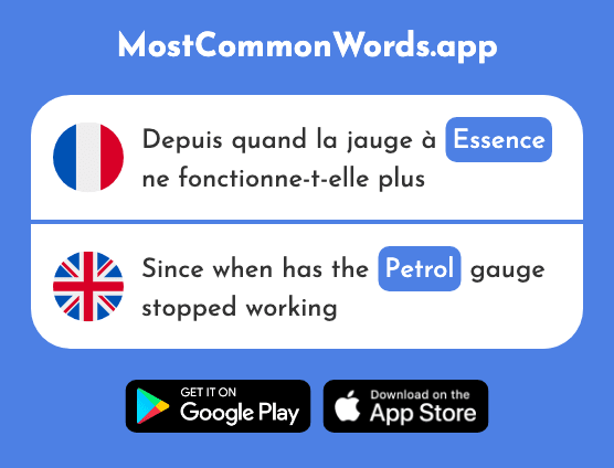Essence - Gas, petrol (Le 1795 Mot Le Plus Commun En English)