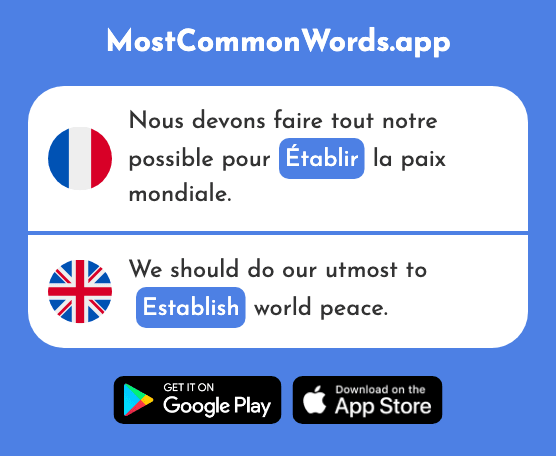 Établir - Establish (Le 529 Mot Le Plus Commun En English)